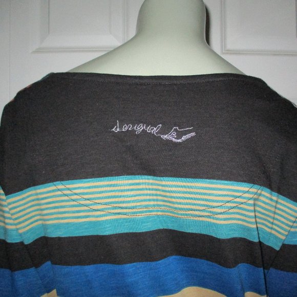 DESIGUAL Brown Multi-Pattern Long Sleeve Graphic Top Large - Picture 6 of 9